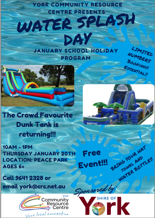 YCRC Water Splash Day School Holiday Programme » Shire of York