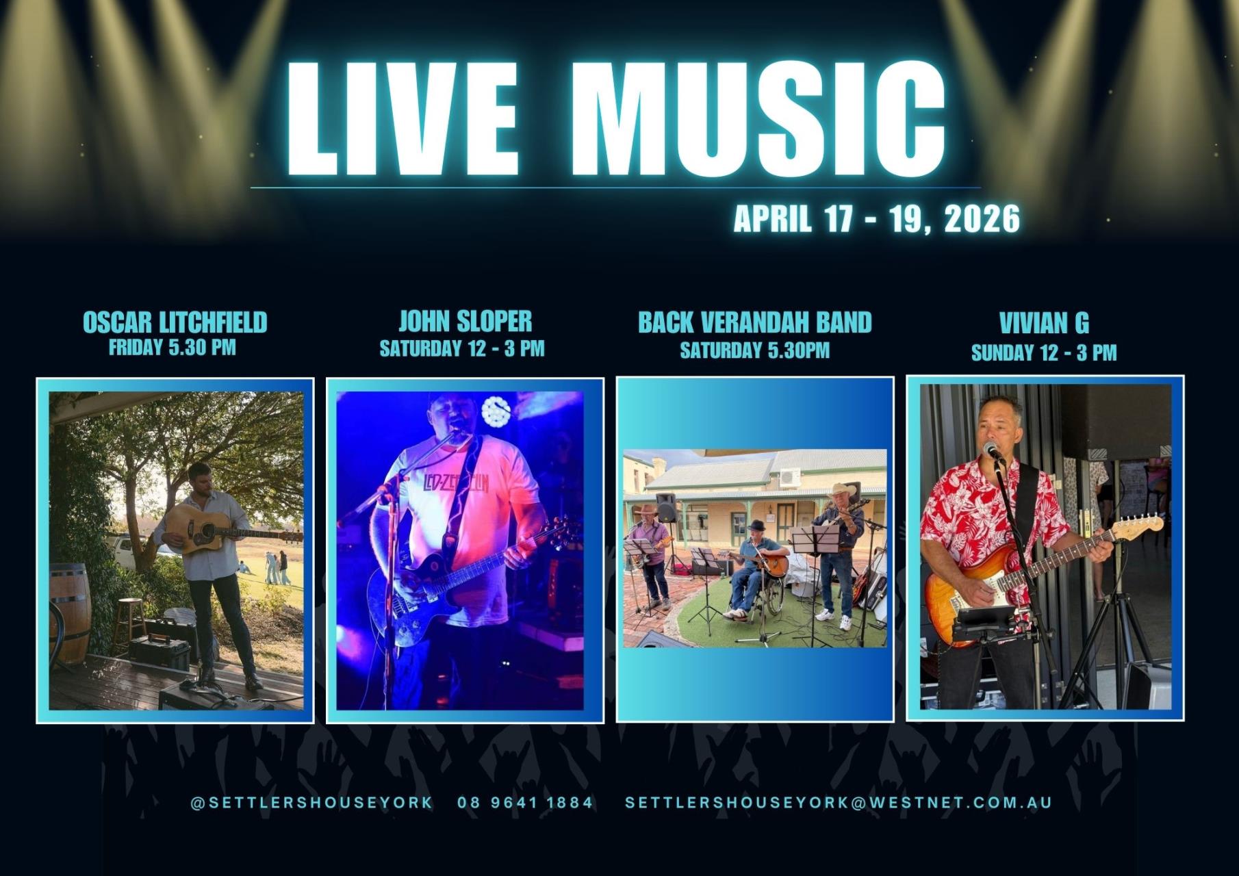Live Music at Settlers Tavern, April 17-19