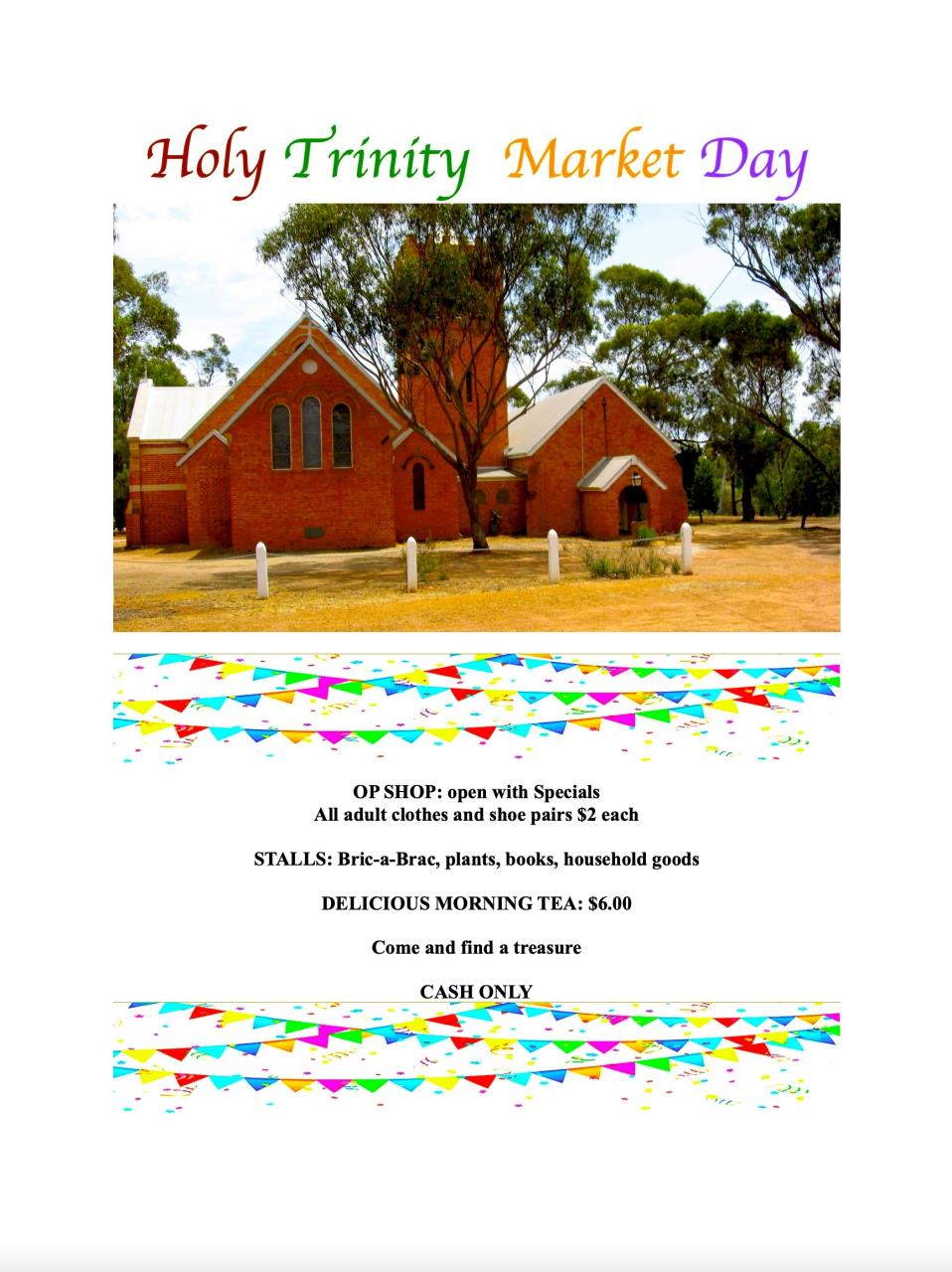 Holy Trinity Church Annual Market Day - OP SHOP open with specials