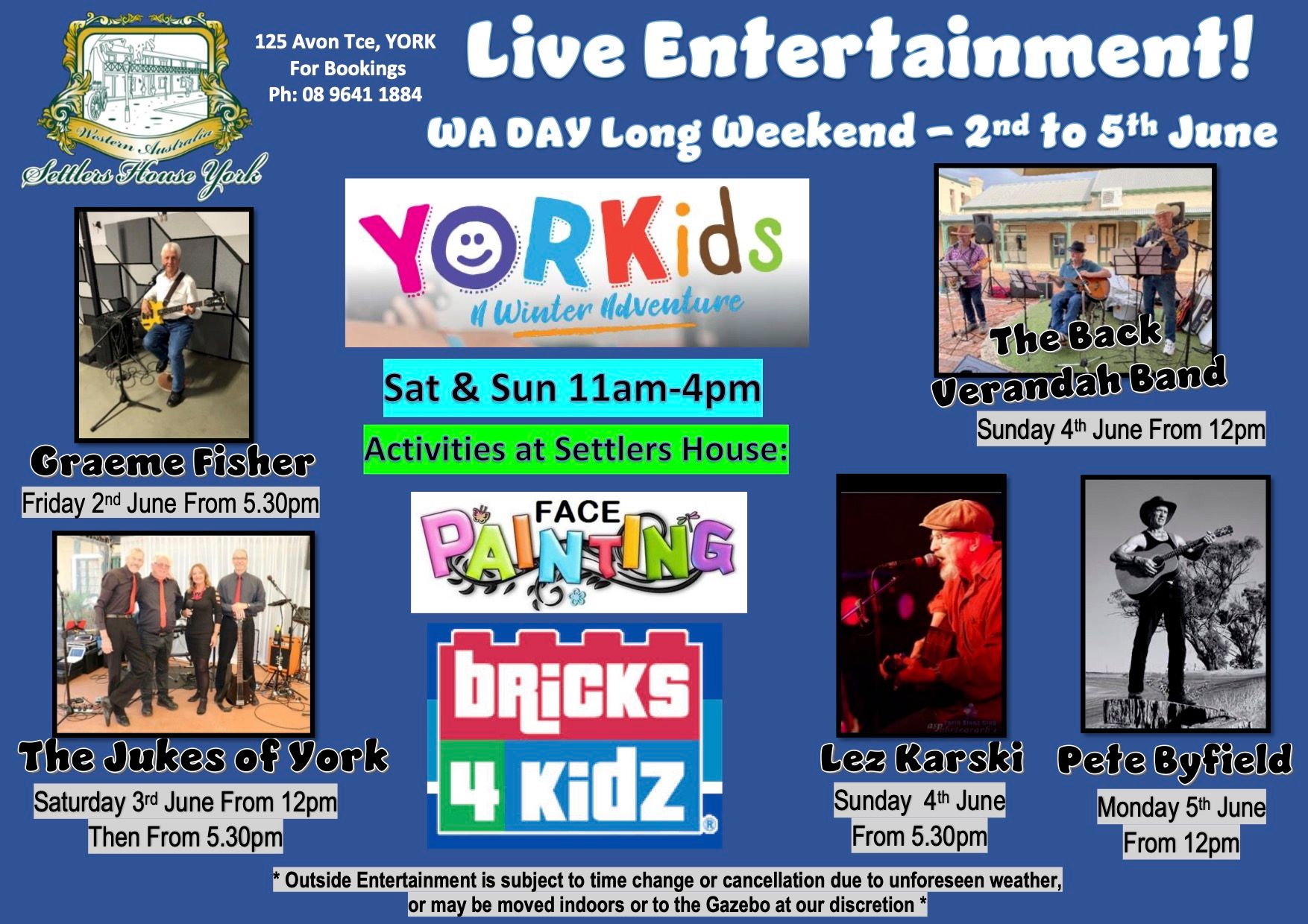 Live music at Settlers House - YORKids weekend!