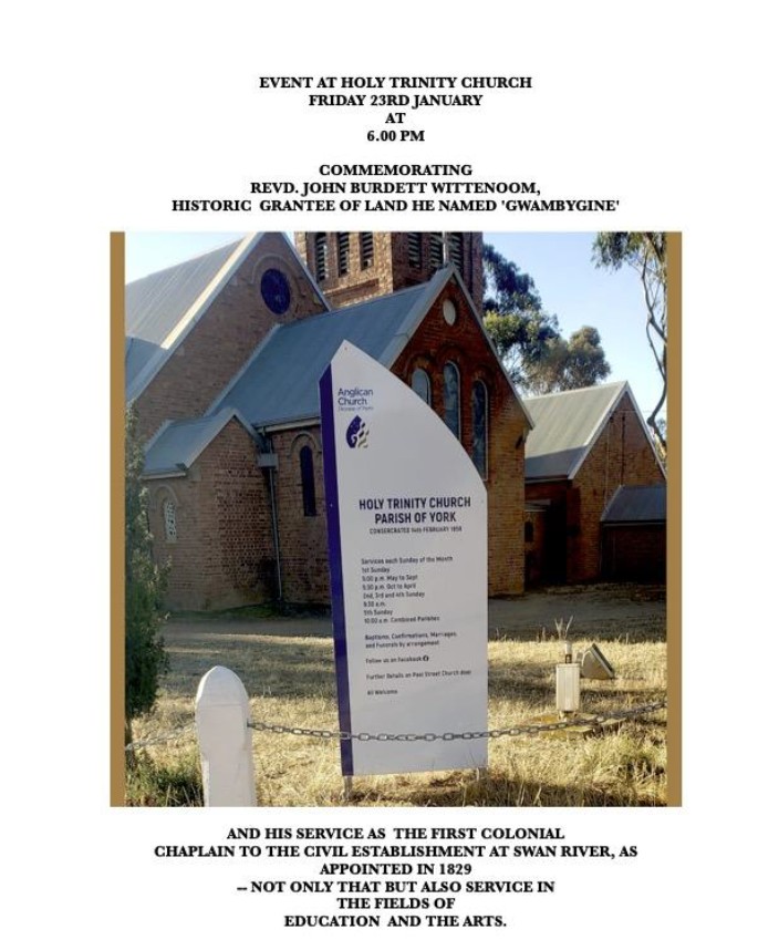 Service Remembering Historic Gwambygine Landowner Rev'd John Burdett